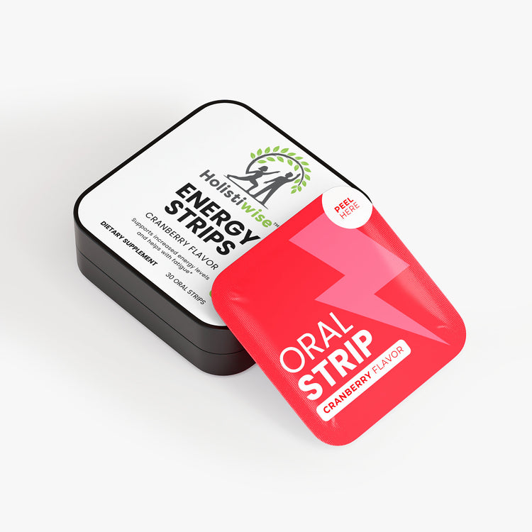 Energy Oral Strips – Cranberry Flavor | Natural Caffeine + L-Theanine + B12 | 30 Vegan Strips