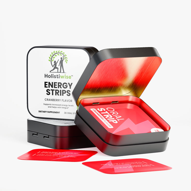 Energy Oral Strips – Cranberry Flavor | Natural Caffeine + L-Theanine + B12 | 30 Vegan Strips