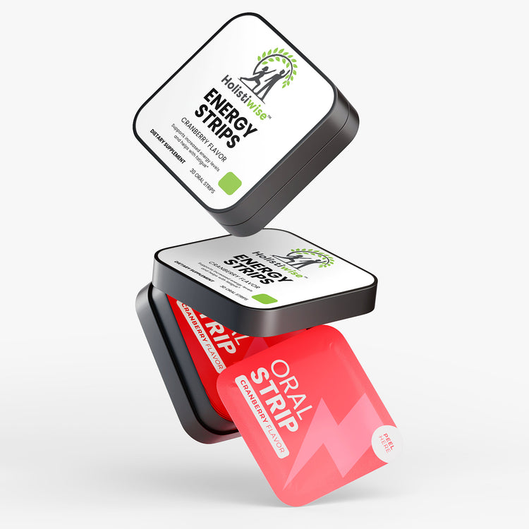 Energy Oral Strips – Cranberry Flavor | Natural Caffeine + L-Theanine + B12 | 30 Vegan Strips