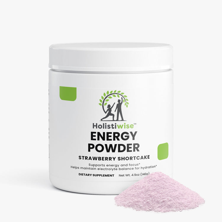 Energy Powder (Strawberry Shortcake) – Sugar-Free Energy + Electrolytes | Caffeine + L-Theanine | Vegan, 140g | Made in USA