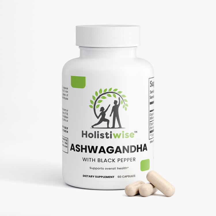 Organic Ashwagandha Capsules – 60 Count | Stress Support, Sleep, Energy & Focus | With Black Pepper for Absorption | Vegan & Non-GMO