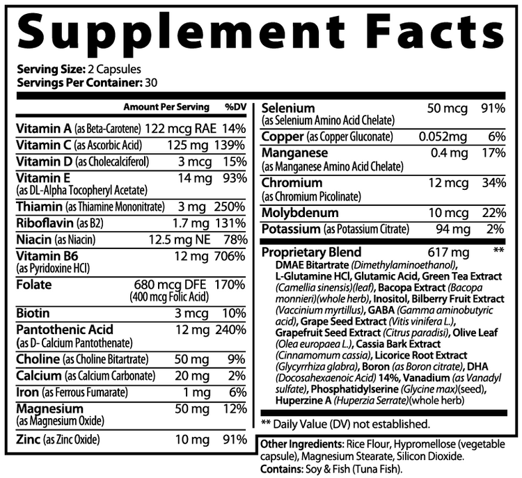 Brain & Focus Formula – Mental Clarity, Memory & Cognitive Support | 60 Veggie Capsules