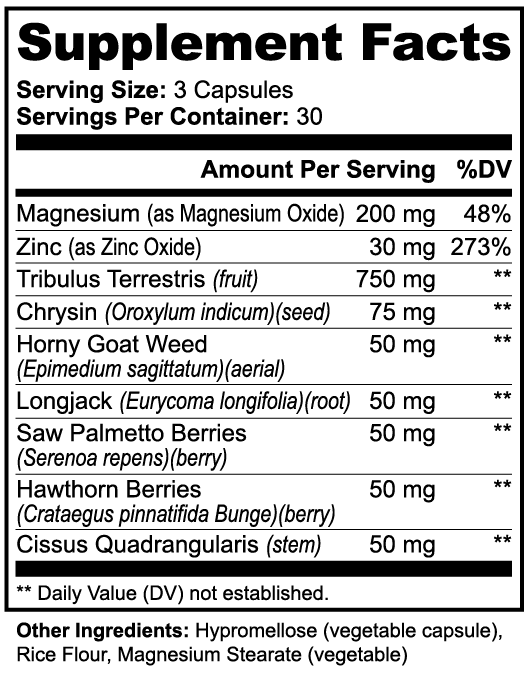 Alpha Energy – Men's Vitality Support Supplement | 90 Capsules | With Tribulus, Zinc, Longjack | No Testosterone | Made in USA