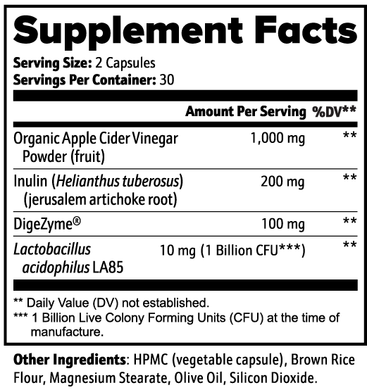 Apple Cider Vinegar Capsules – 1000mg with Probiotics, Prebiotics & Enzymes | Digestive Support | Vegan & Non-GMO | 60 Caps